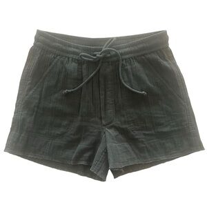 Lilla P Double Cotton Gauze Raw Hem Shorts in Mineral Green Size XS New